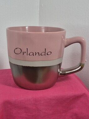 Orlando Ceramic Coffee Mug Two-tone Rose and Mettalic Dark Pink 16 oz